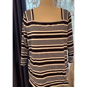 Talbots Square Neck 3/4 Sleeve T-shirt Size 2X 100% Cotton